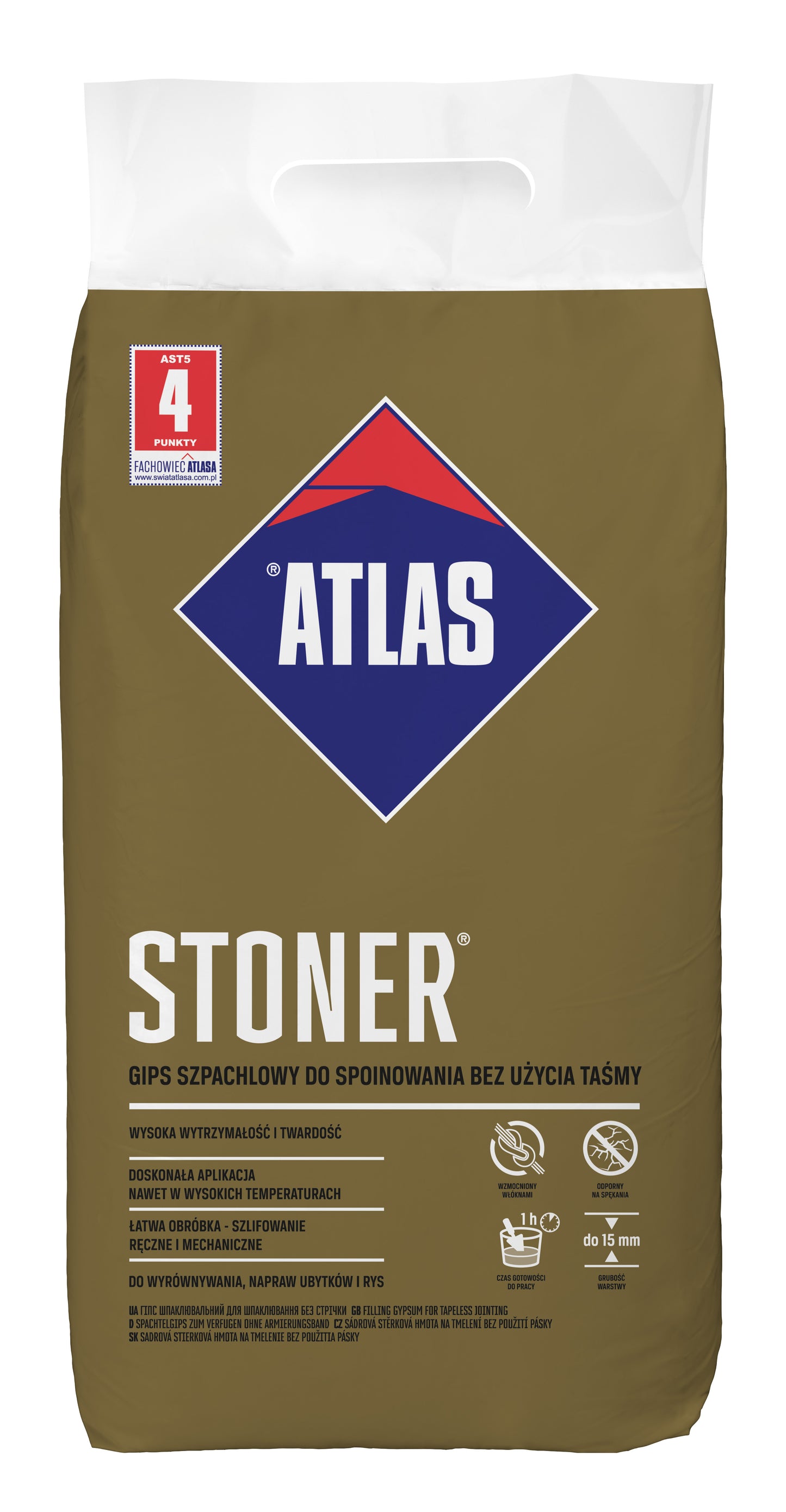Spachtelgips zum Verfugen ohne Fugenband ATLAS STONER 5kg