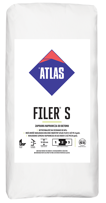 ATLAS FILER S Ausgleich Schicht Reparaturmörtel für Beton, Stärke 10-50 mm
