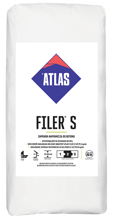 ATLAS FILER S Ausgleich Schicht Reparaturmörtel für Beton, Stärke 10-50 mm