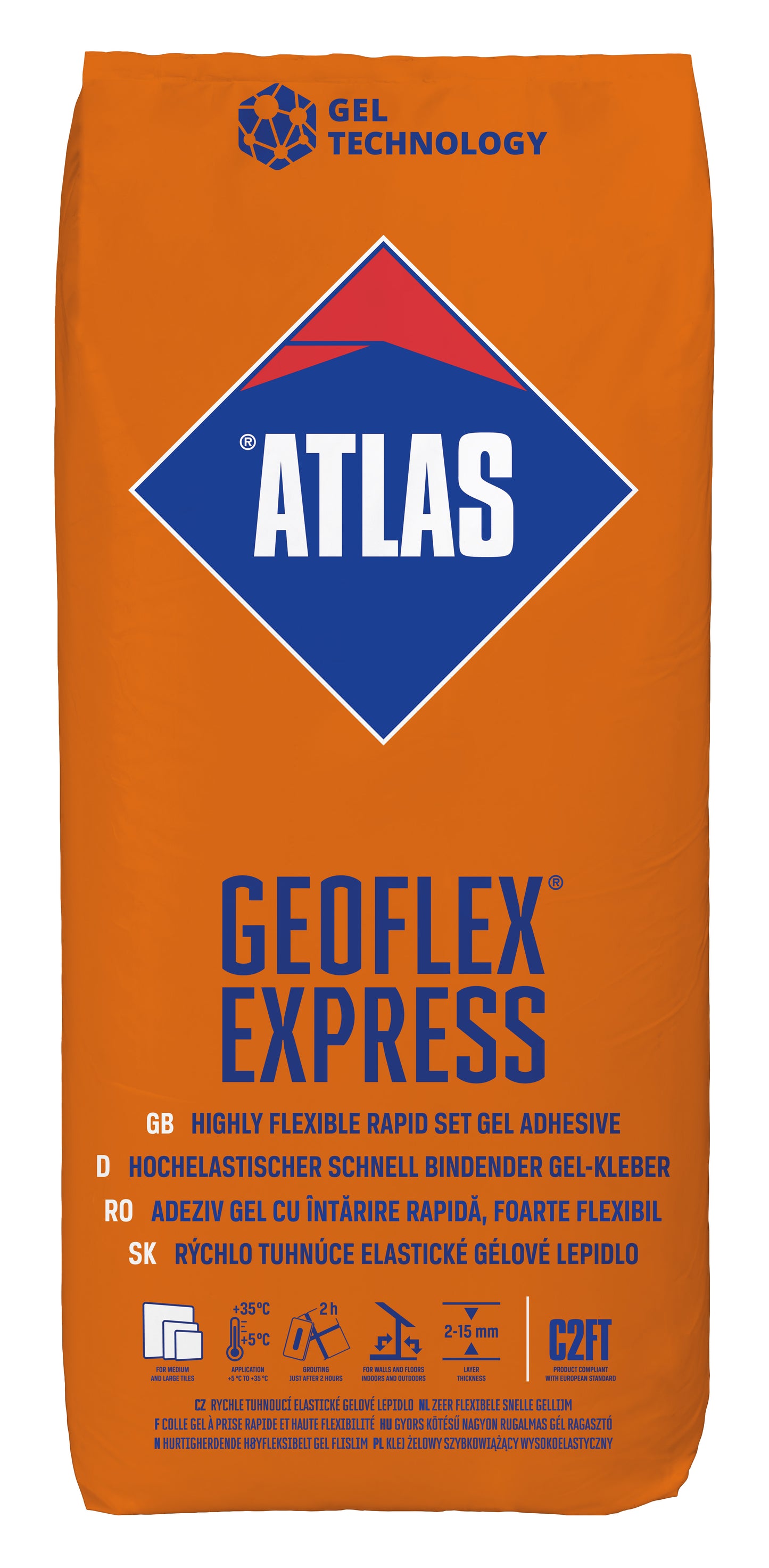 ATLAS GEOFLEX EXPRESS   schnellabbindender Gelkleber hochelastisch, 2-15 mm 25kg