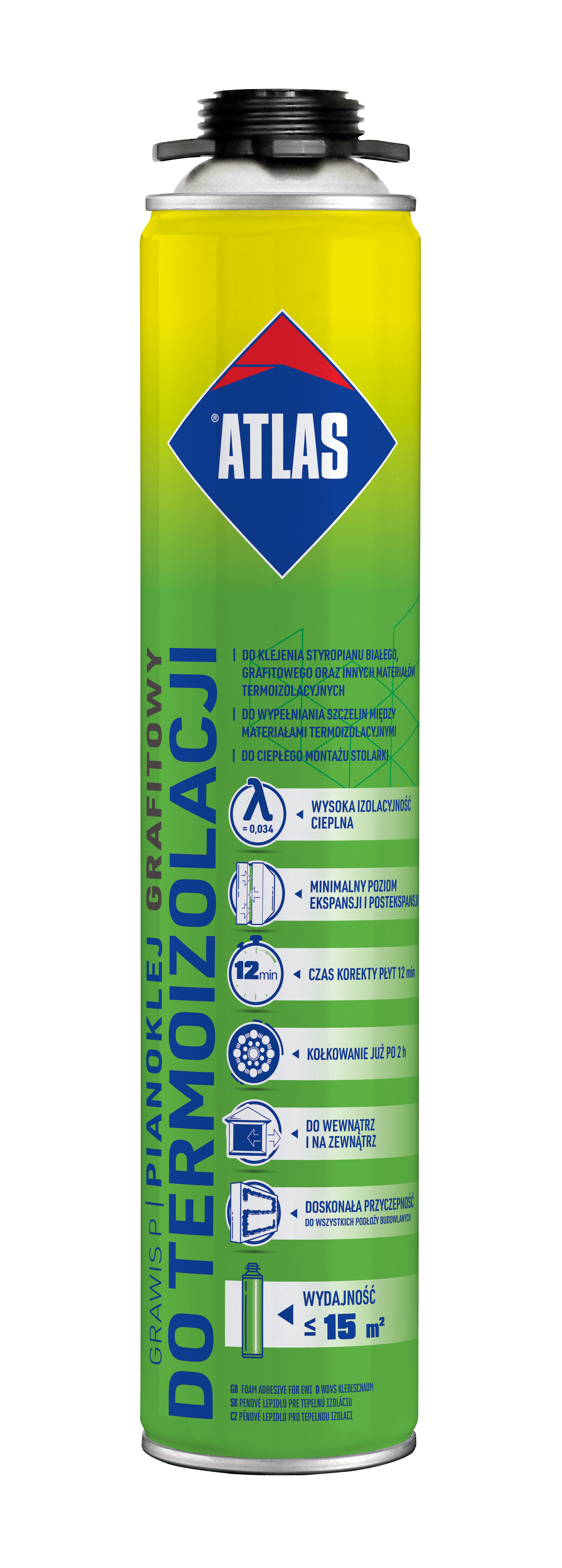 ATLAS GRAWIS P NEU Graphitbasierter PU-Schaumkleber für Wärmedämmung