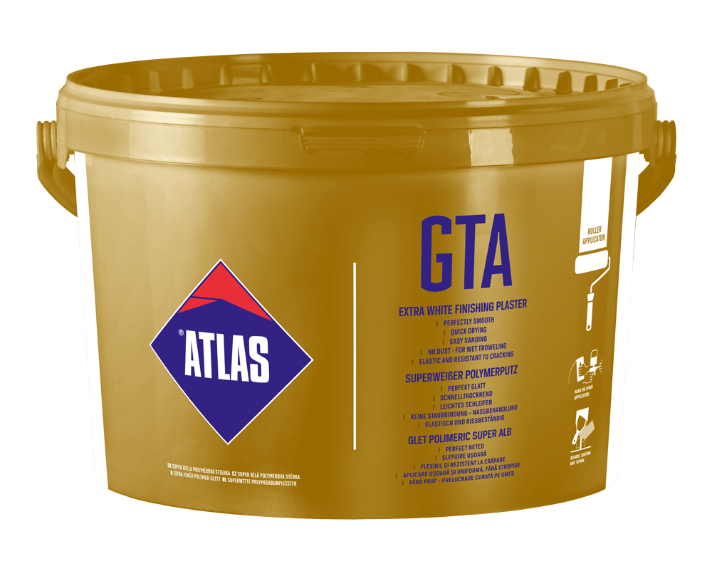 ATLAS GTA extra weißer Polymer Feinputz zum Auftragen auch mit einer Walze (1-3 mm)