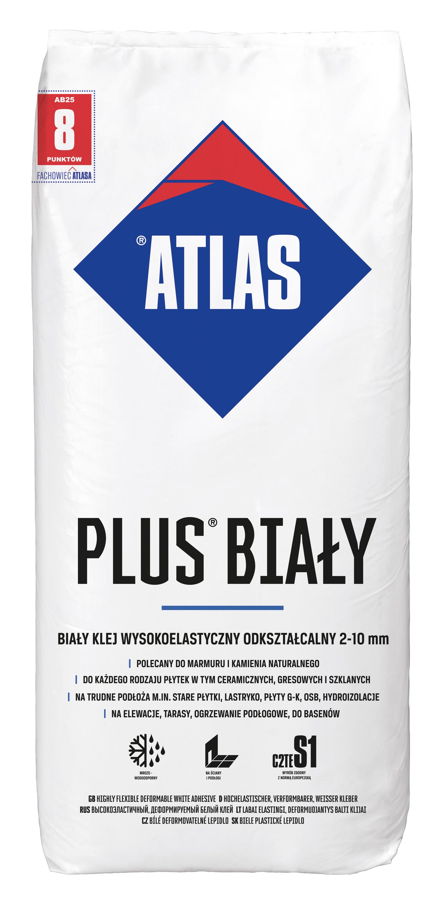 ATLAS PLUS WEIß Weißer, hochelastischer verformbarer Fliesenkleber (C2TE S1), 2 - 10 mm