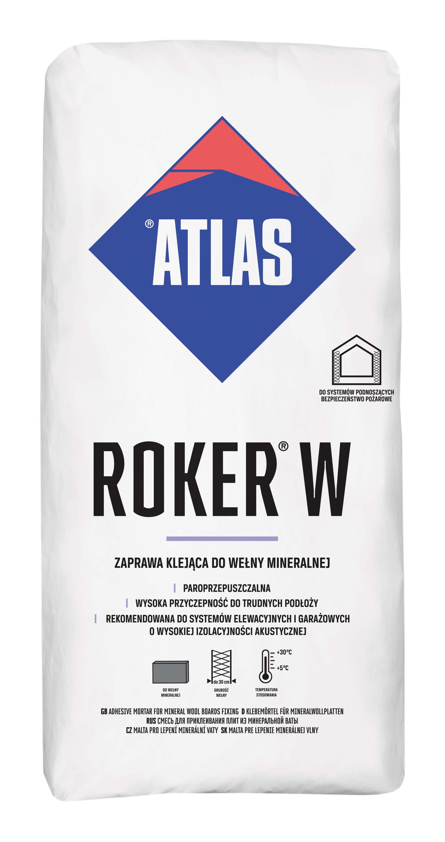 ATLAS ROKER W Klebemörtel für die Befestigung von Mineralwolleplatten