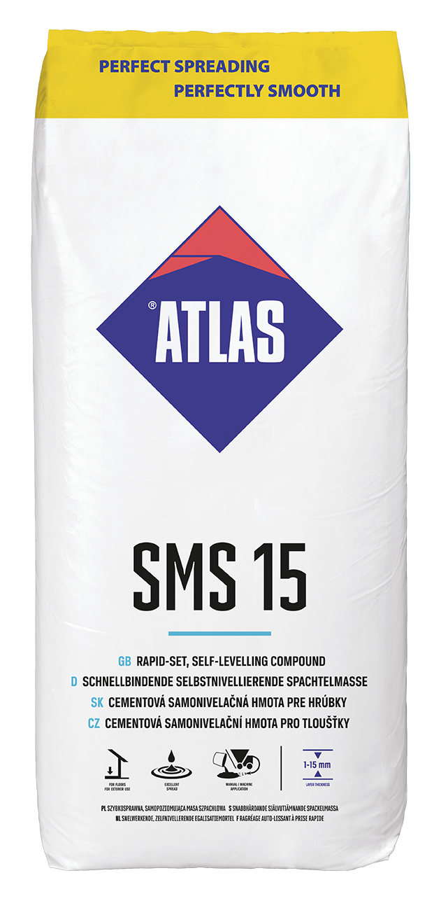 selbst nivellierende Spachtelmasse ATLAS SMS 15  Schnellbindende Spachtelmasse 1-15 mm