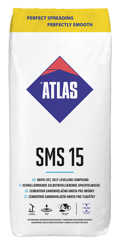 selbst nivellierende Spachtelmasse ATLAS SMS 15  Schnellbindende Spachtelmasse 1-15 mm