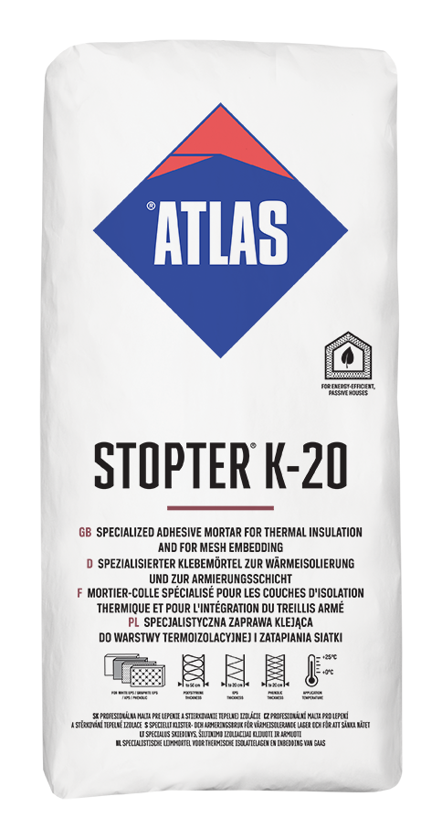 ATLAS STOPTER K-20 Spezial-Klebemörtel für Wärmedämmschichten und um Einbetten von Geweben 25kg