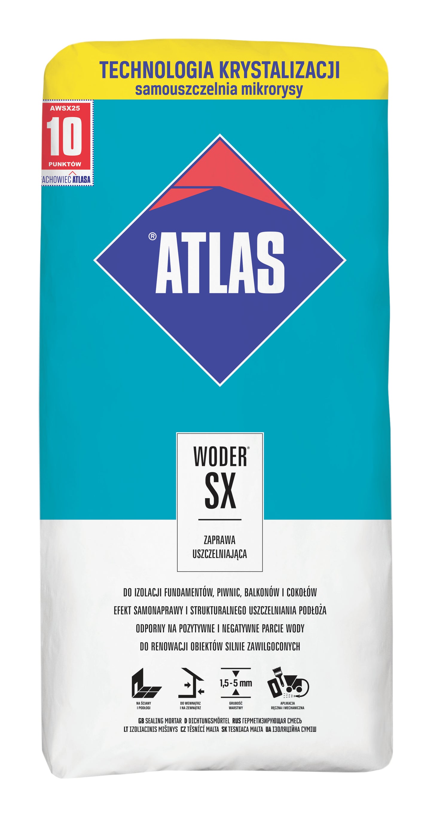 ATLAS WODER SX Dichtungsmörtel 25kg  zum Abdichten von Fundamenten, Kellern und Sockeln