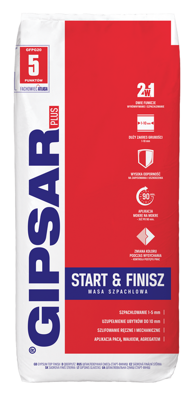 GIPSAR PLUS Ober putz für mehrschichtigen Auftrag – nach nur 1,5 Stunden 20kg