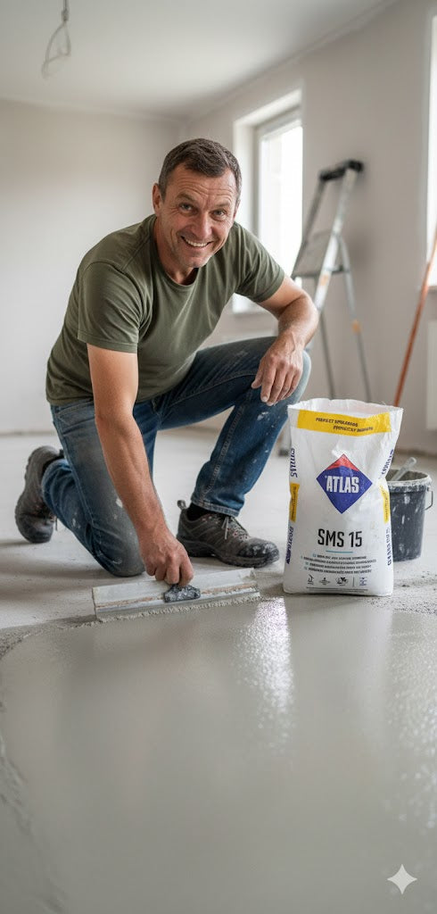 selbst nivellierende Spachtelmasse ATLAS SMS 15  Schnellbindende Spachtelmasse 1-15 mm